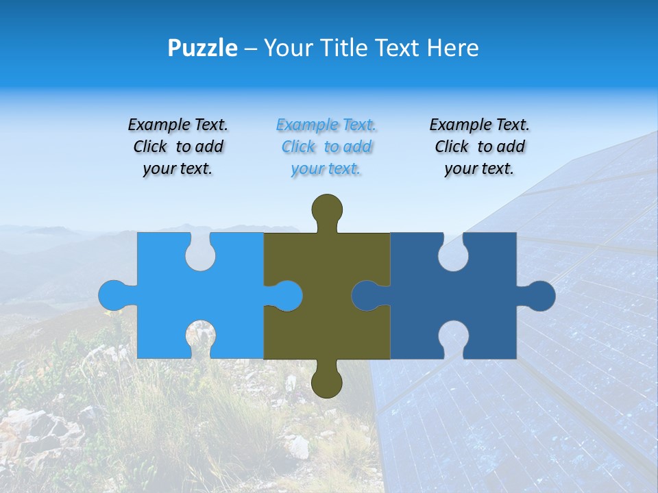 Blue Solar Batter Cells And Awesome Mountain Landscape As A Background. Shot In Salmonsdam Nature Reserve, Near Hermanus/Stanford, Western Cape, South Africa. PowerPoint Template