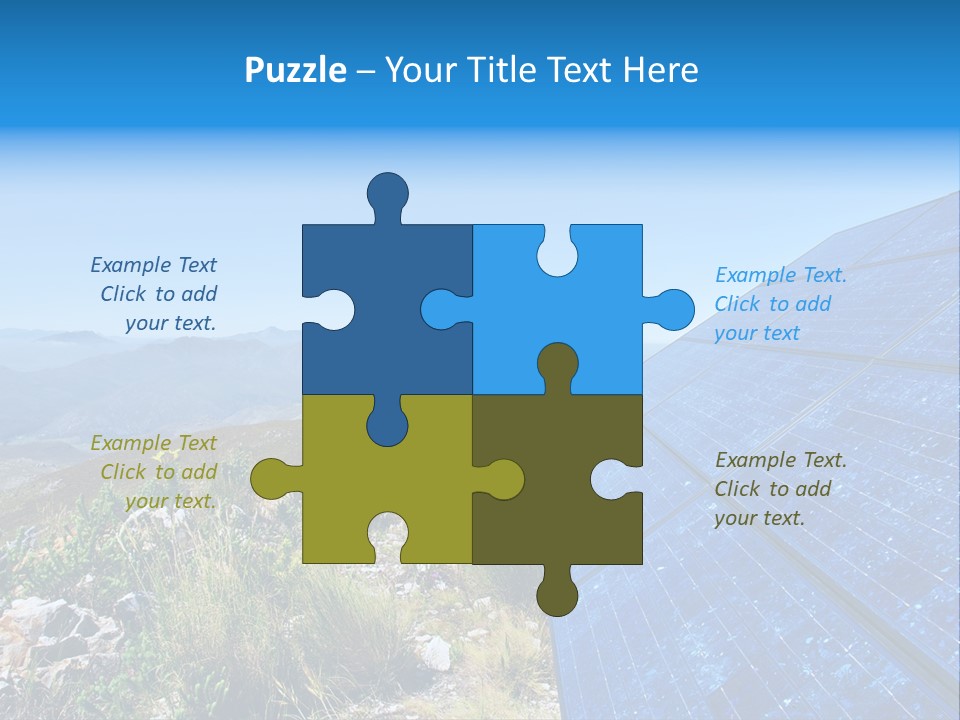 Blue Solar Batter Cells And Awesome Mountain Landscape As A Background. Shot In Salmonsdam Nature Reserve, Near Hermanus/Stanford, Western Cape, South Africa. PowerPoint Template