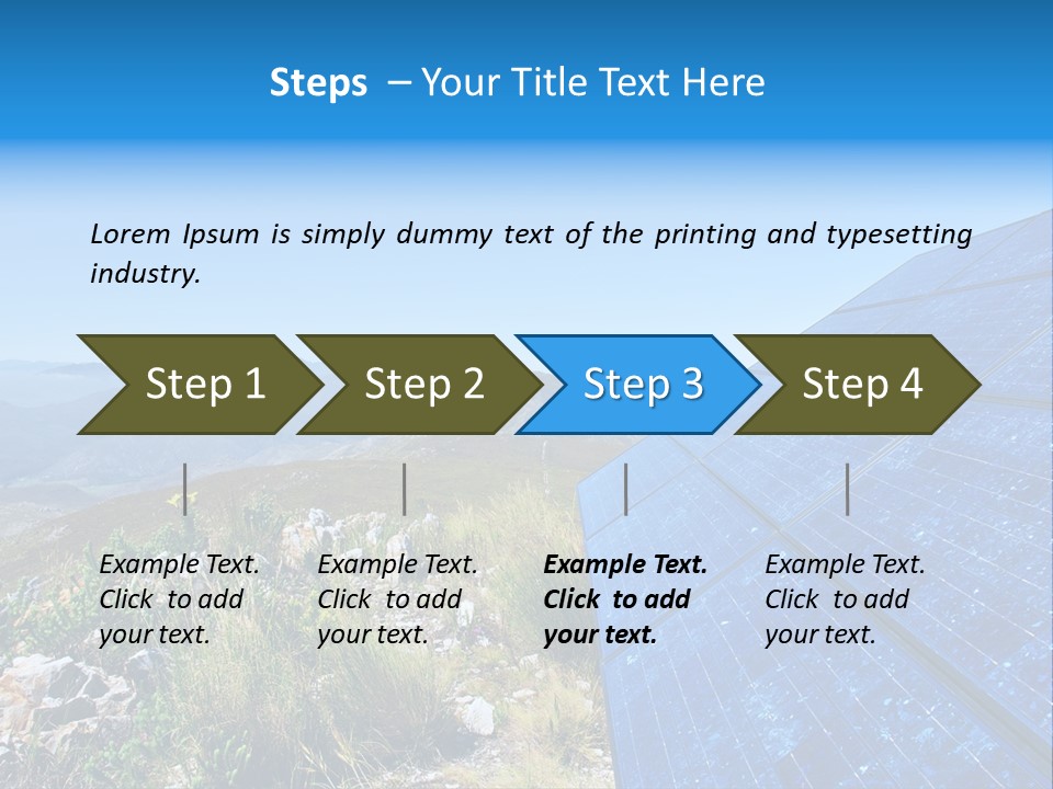 Blue Solar Batter Cells And Awesome Mountain Landscape As A Background. Shot In Salmonsdam Nature Reserve, Near Hermanus/Stanford, Western Cape, South Africa. PowerPoint Template