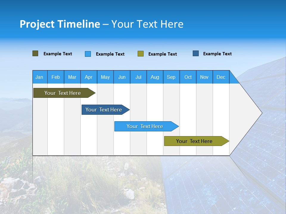 Blue Solar Batter Cells And Awesome Mountain Landscape As A Background. Shot In Salmonsdam Nature Reserve, Near Hermanus/Stanford, Western Cape, South Africa. PowerPoint Template