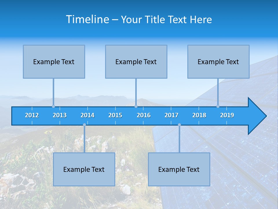 Blue Solar Batter Cells And Awesome Mountain Landscape As A Background. Shot In Salmonsdam Nature Reserve, Near Hermanus/Stanford, Western Cape, South Africa. PowerPoint Template