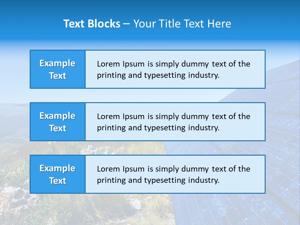 Blue Solar Batter Cells And Awesome Mountain Landscape As A Background. Shot In Salmonsdam Nature Reserve, Near Hermanus/Stanford, Western Cape, South Africa. PowerPoint Template