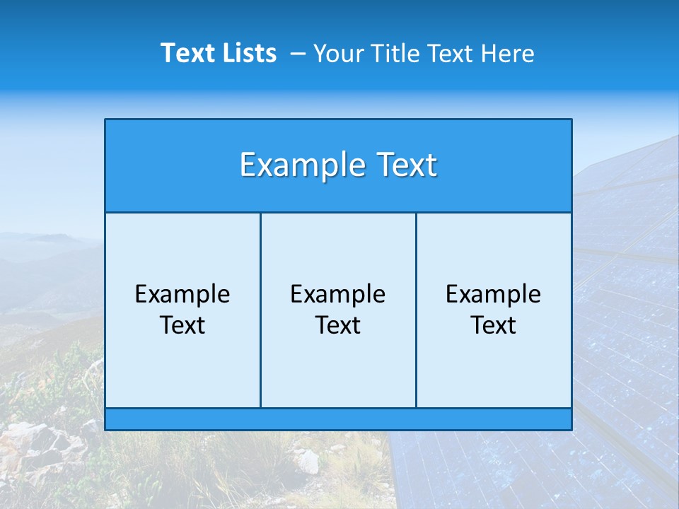 Blue Solar Batter Cells And Awesome Mountain Landscape As A Background. Shot In Salmonsdam Nature Reserve, Near Hermanus/Stanford, Western Cape, South Africa. PowerPoint Template