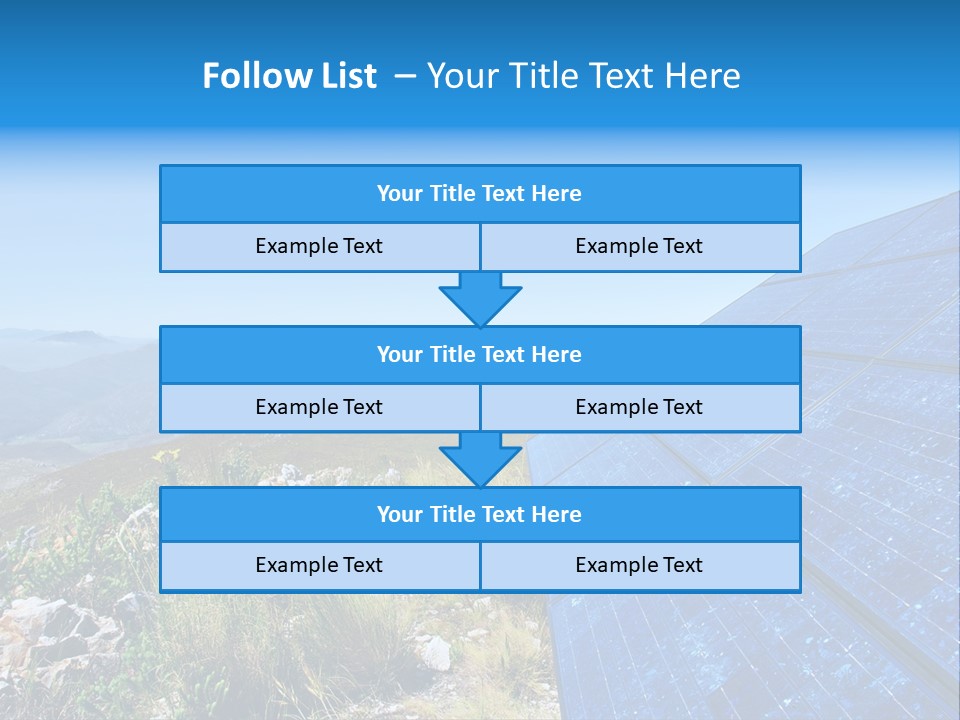 Blue Solar Batter Cells And Awesome Mountain Landscape As A Background. Shot In Salmonsdam Nature Reserve, Near Hermanus/Stanford, Western Cape, South Africa. PowerPoint Template