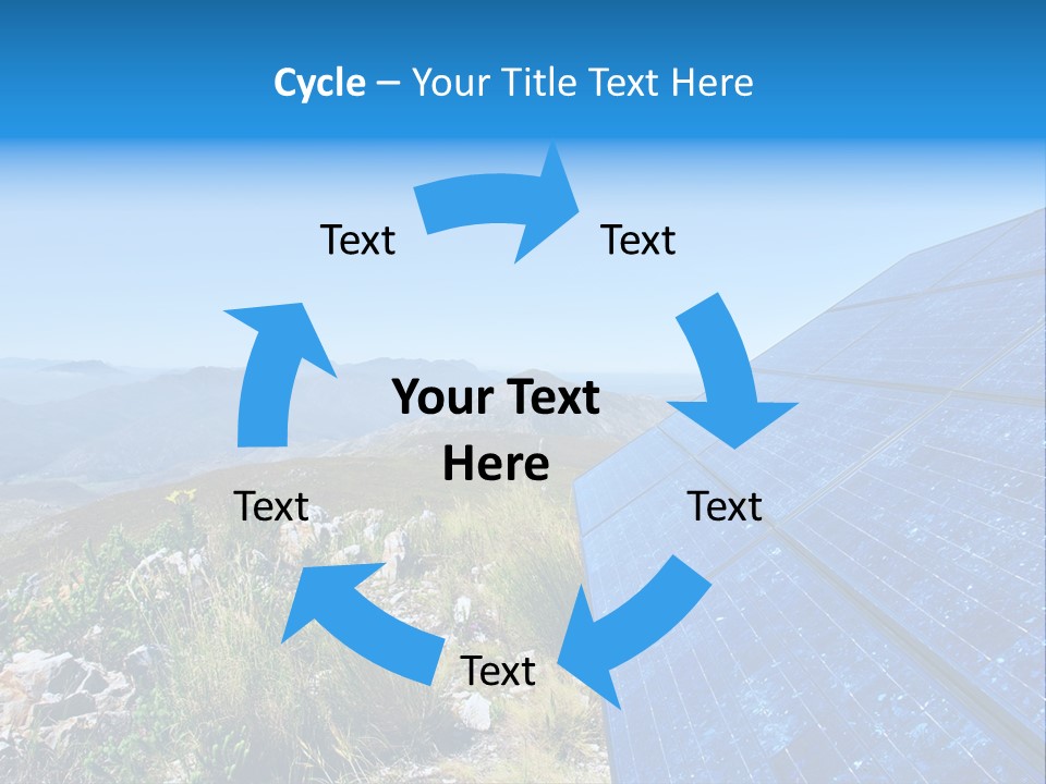 Blue Solar Batter Cells And Awesome Mountain Landscape As A Background. Shot In Salmonsdam Nature Reserve, Near Hermanus/Stanford, Western Cape, South Africa. PowerPoint Template