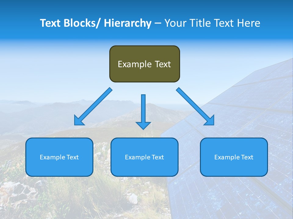 Blue Solar Batter Cells And Awesome Mountain Landscape As A Background. Shot In Salmonsdam Nature Reserve, Near Hermanus/Stanford, Western Cape, South Africa. PowerPoint Template