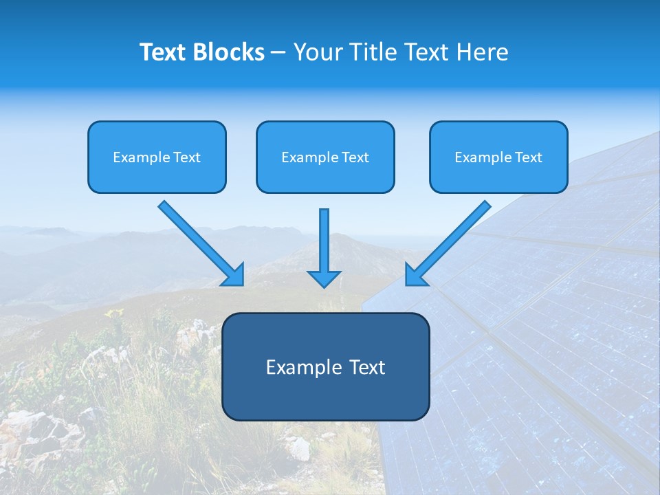 Blue Solar Batter Cells And Awesome Mountain Landscape As A Background. Shot In Salmonsdam Nature Reserve, Near Hermanus/Stanford, Western Cape, South Africa. PowerPoint Template