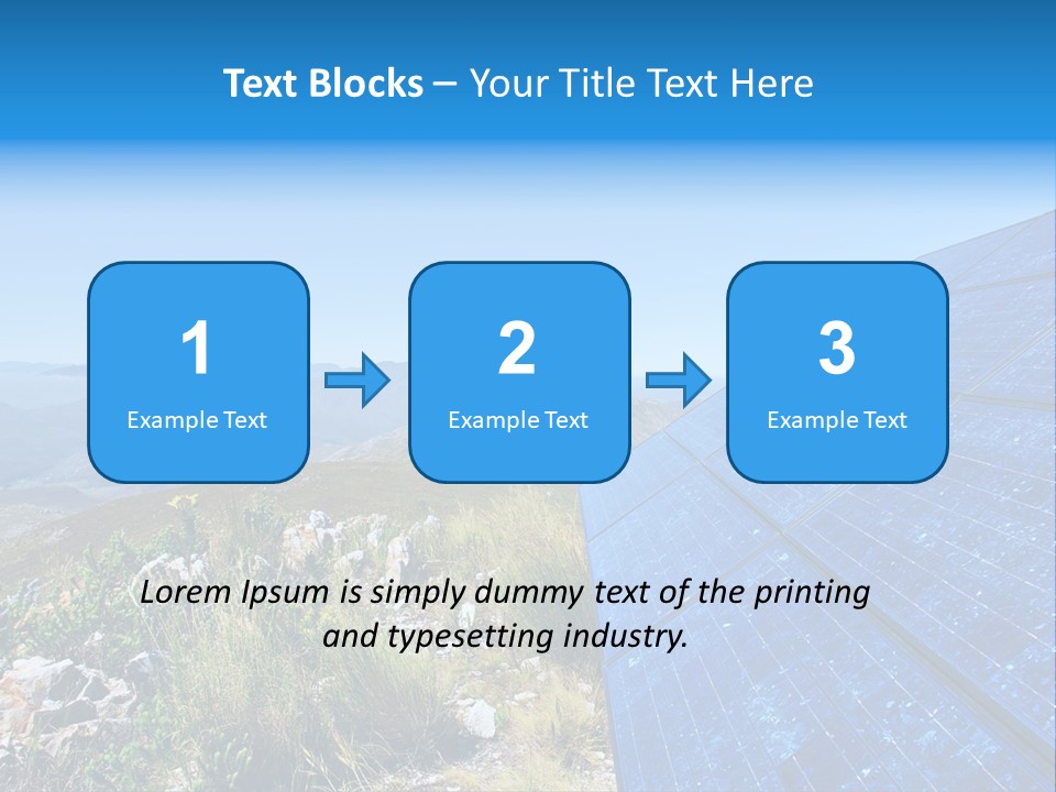 Blue Solar Batter Cells And Awesome Mountain Landscape As A Background. Shot In Salmonsdam Nature Reserve, Near Hermanus/Stanford, Western Cape, South Africa. PowerPoint Template