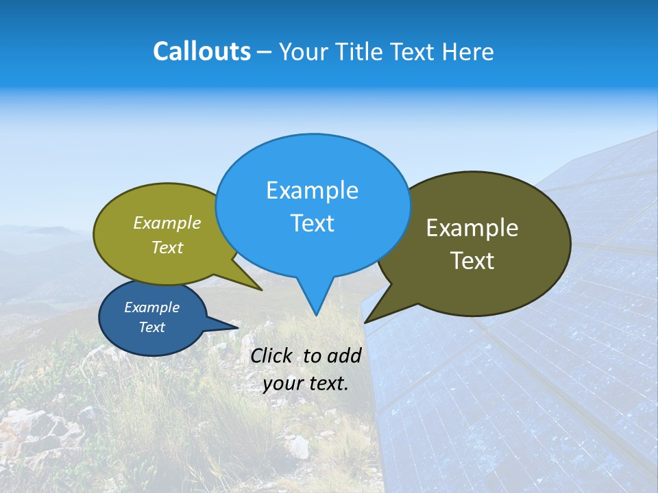 Blue Solar Batter Cells And Awesome Mountain Landscape As A Background. Shot In Salmonsdam Nature Reserve, Near Hermanus/Stanford, Western Cape, South Africa. PowerPoint Template