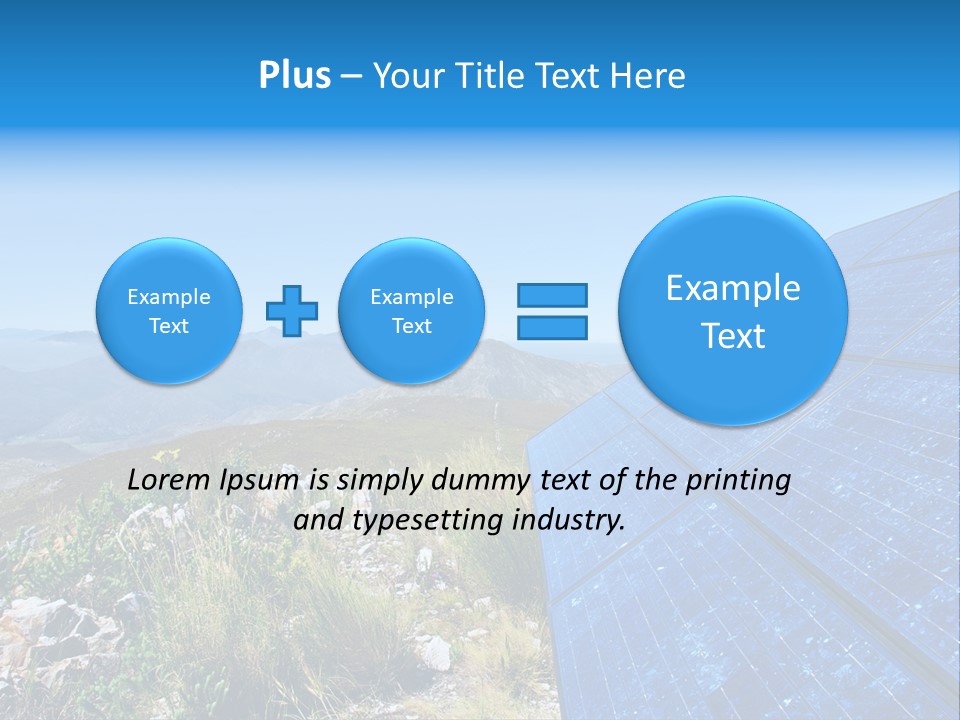 Blue Solar Batter Cells And Awesome Mountain Landscape As A Background. Shot In Salmonsdam Nature Reserve, Near Hermanus/Stanford, Western Cape, South Africa. PowerPoint Template