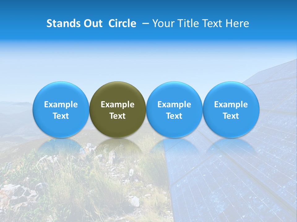 Blue Solar Batter Cells And Awesome Mountain Landscape As A Background. Shot In Salmonsdam Nature Reserve, Near Hermanus/Stanford, Western Cape, South Africa. PowerPoint Template