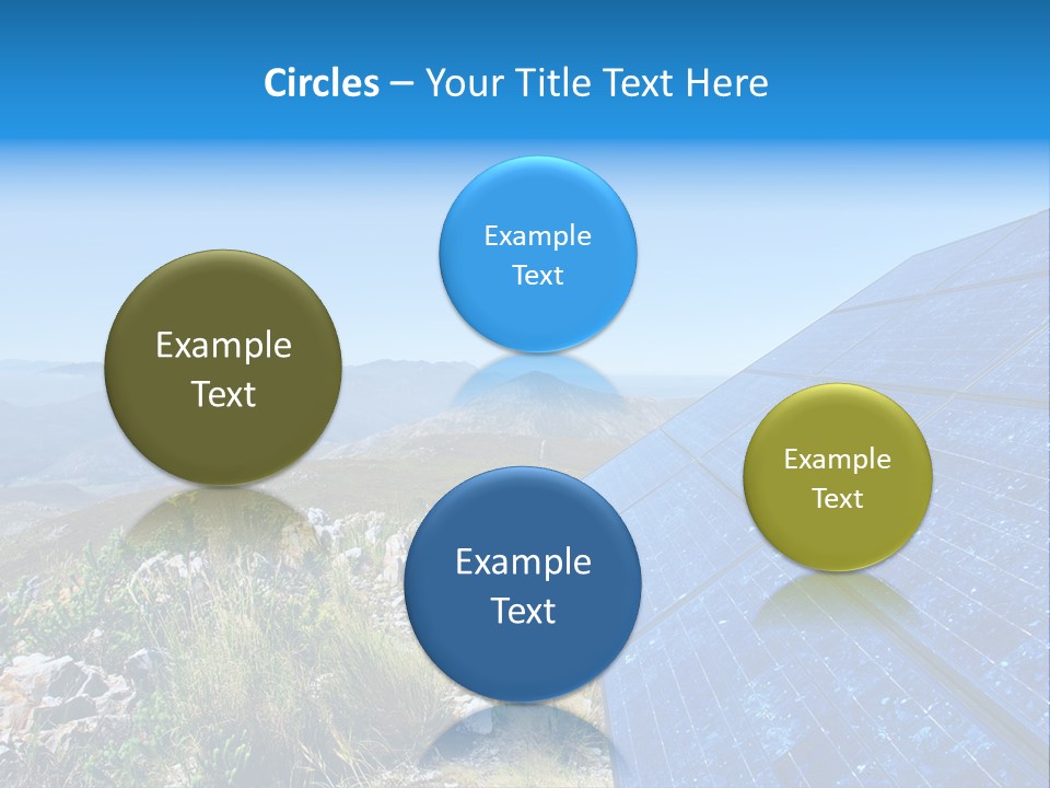 Blue Solar Batter Cells And Awesome Mountain Landscape As A Background. Shot In Salmonsdam Nature Reserve, Near Hermanus/Stanford, Western Cape, South Africa. PowerPoint Template
