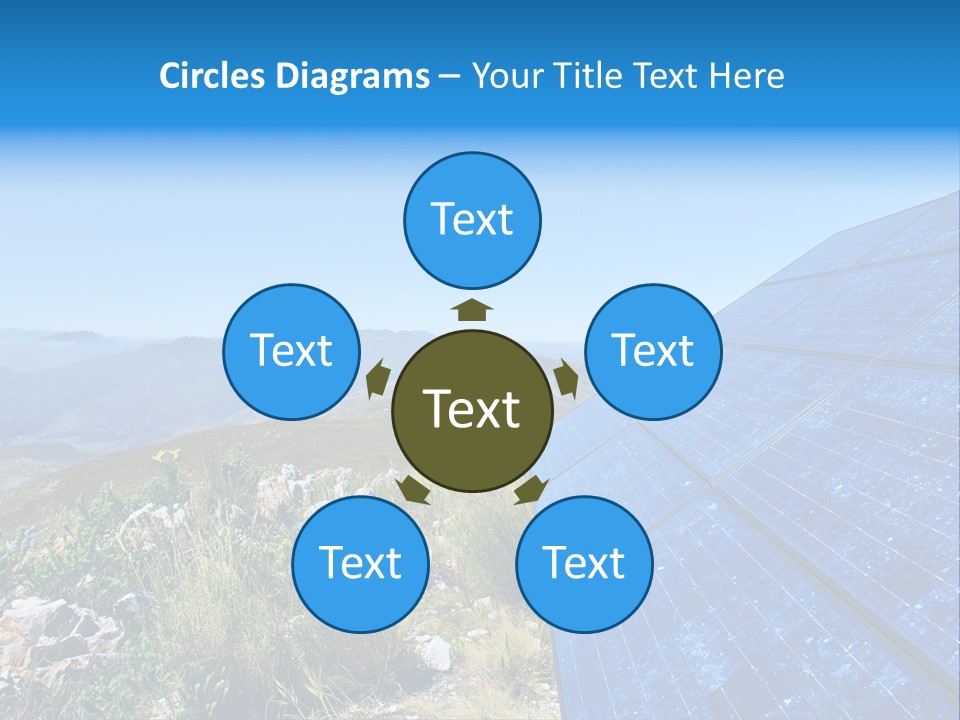 Blue Solar Batter Cells And Awesome Mountain Landscape As A Background. Shot In Salmonsdam Nature Reserve, Near Hermanus/Stanford, Western Cape, South Africa. PowerPoint Template