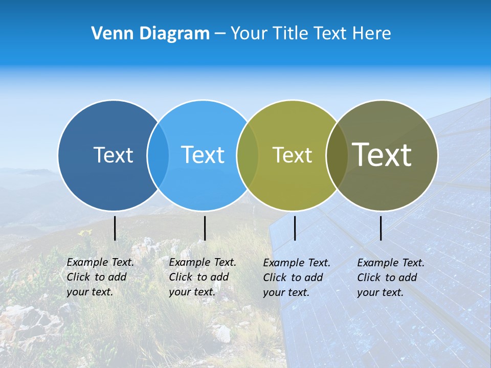 Blue Solar Batter Cells And Awesome Mountain Landscape As A Background. Shot In Salmonsdam Nature Reserve, Near Hermanus/Stanford, Western Cape, South Africa. PowerPoint Template