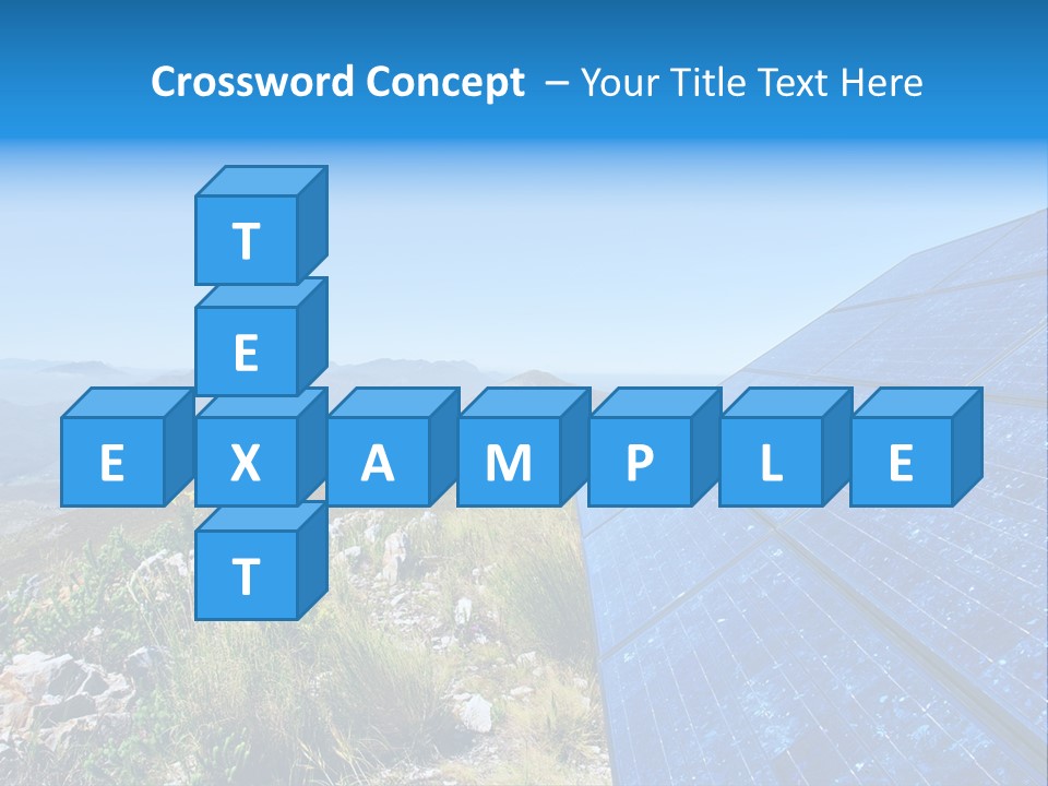 Blue Solar Batter Cells And Awesome Mountain Landscape As A Background. Shot In Salmonsdam Nature Reserve, Near Hermanus/Stanford, Western Cape, South Africa. PowerPoint Template