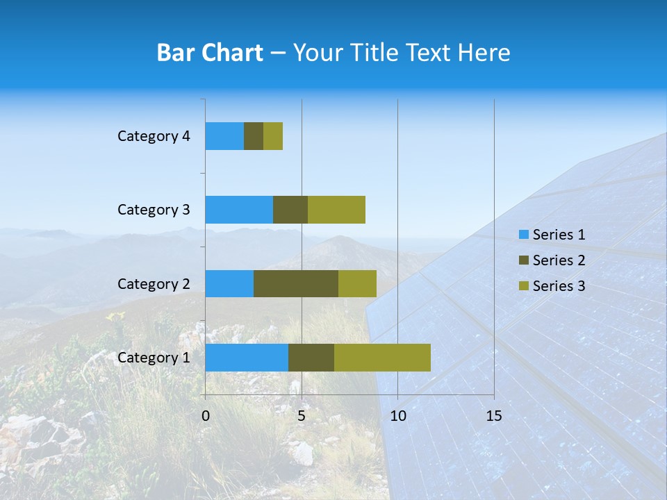 Blue Solar Batter Cells And Awesome Mountain Landscape As A Background. Shot In Salmonsdam Nature Reserve, Near Hermanus/Stanford, Western Cape, South Africa. PowerPoint Template