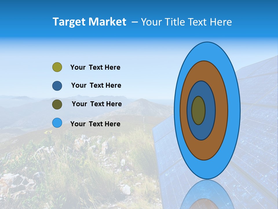 Blue Solar Batter Cells And Awesome Mountain Landscape As A Background. Shot In Salmonsdam Nature Reserve, Near Hermanus/Stanford, Western Cape, South Africa. PowerPoint Template