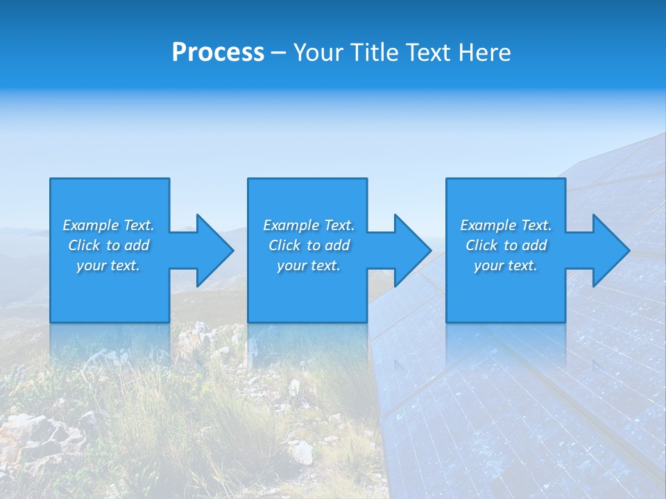 Blue Solar Batter Cells And Awesome Mountain Landscape As A Background. Shot In Salmonsdam Nature Reserve, Near Hermanus/Stanford, Western Cape, South Africa. PowerPoint Template