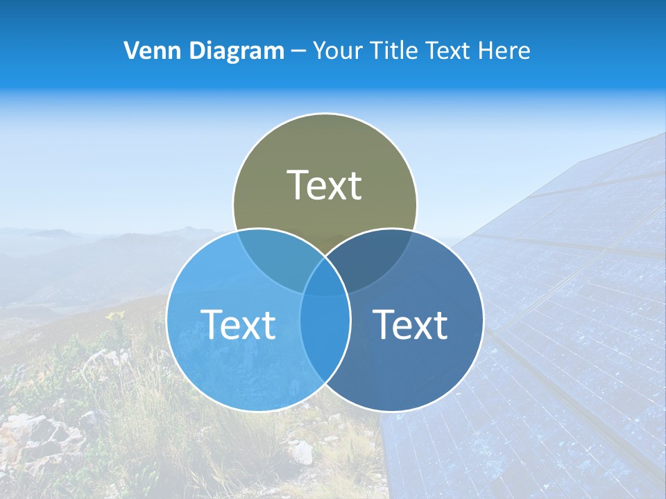 Blue Solar Batter Cells And Awesome Mountain Landscape As A Background. Shot In Salmonsdam Nature Reserve, Near Hermanus/Stanford, Western Cape, South Africa. PowerPoint Template