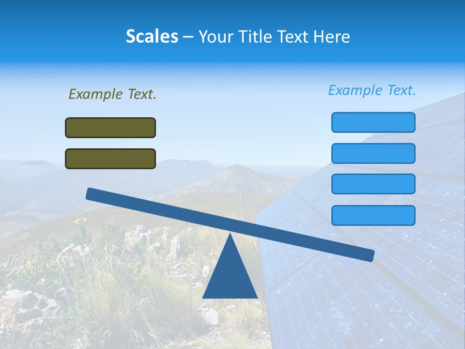Blue Solar Batter Cells And Awesome Mountain Landscape As A Background. Shot In Salmonsdam Nature Reserve, Near Hermanus/Stanford, Western Cape, South Africa. PowerPoint Template