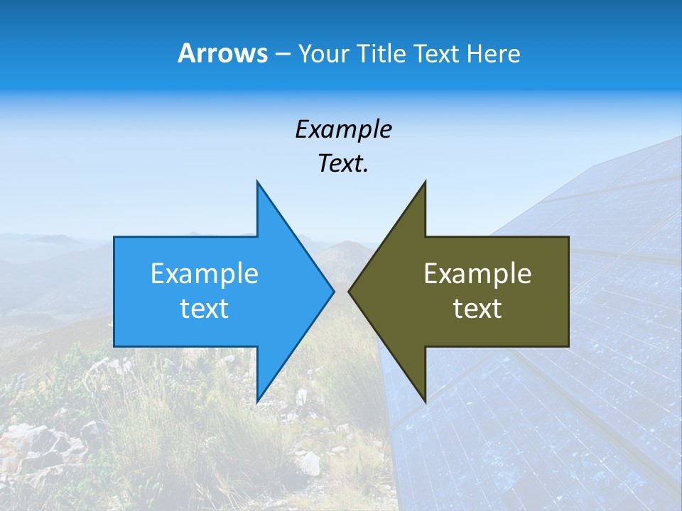 Blue Solar Batter Cells And Awesome Mountain Landscape As A Background. Shot In Salmonsdam Nature Reserve, Near Hermanus/Stanford, Western Cape, South Africa. PowerPoint Template