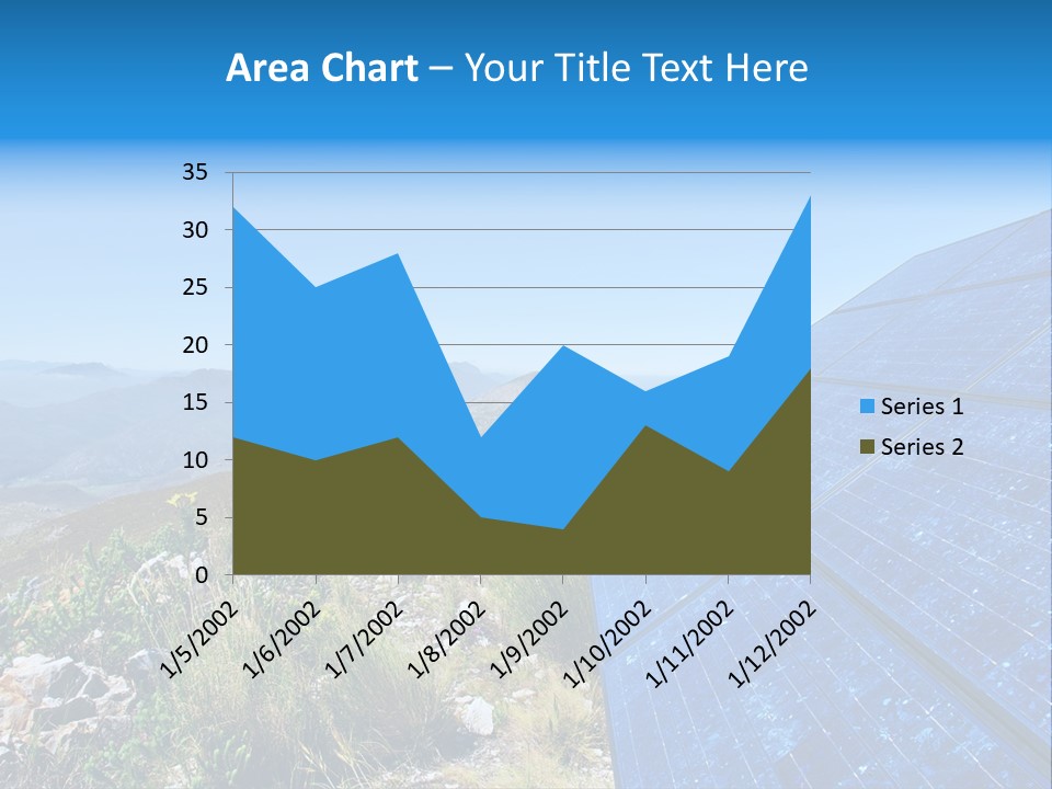 Blue Solar Batter Cells And Awesome Mountain Landscape As A Background. Shot In Salmonsdam Nature Reserve, Near Hermanus/Stanford, Western Cape, South Africa. PowerPoint Template
