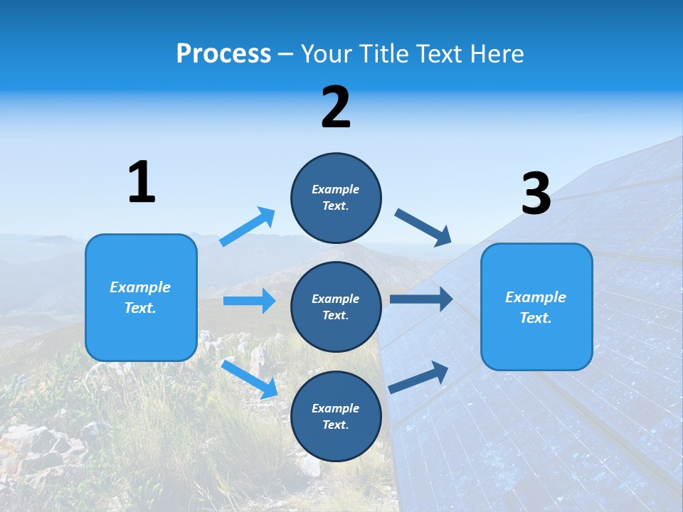 Blue Solar Batter Cells And Awesome Mountain Landscape As A Background. Shot In Salmonsdam Nature Reserve, Near Hermanus/Stanford, Western Cape, South Africa. PowerPoint Template