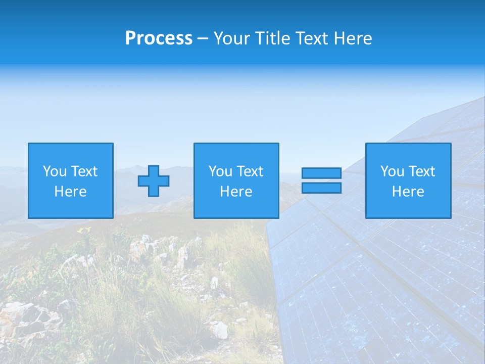 Blue Solar Batter Cells And Awesome Mountain Landscape As A Background. Shot In Salmonsdam Nature Reserve, Near Hermanus/Stanford, Western Cape, South Africa. PowerPoint Template