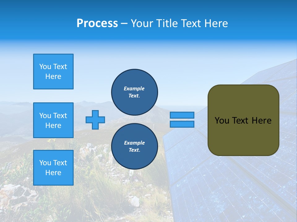 Blue Solar Batter Cells And Awesome Mountain Landscape As A Background. Shot In Salmonsdam Nature Reserve, Near Hermanus/Stanford, Western Cape, South Africa. PowerPoint Template