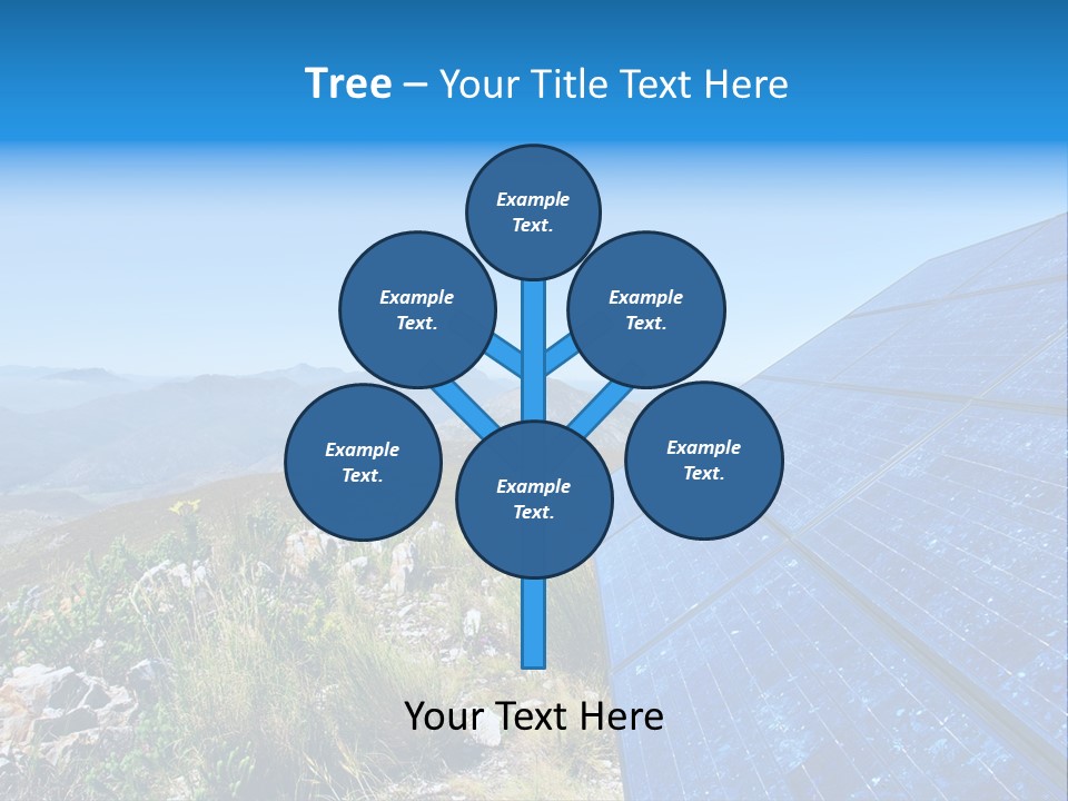 Blue Solar Batter Cells And Awesome Mountain Landscape As A Background. Shot In Salmonsdam Nature Reserve, Near Hermanus/Stanford, Western Cape, South Africa. PowerPoint Template