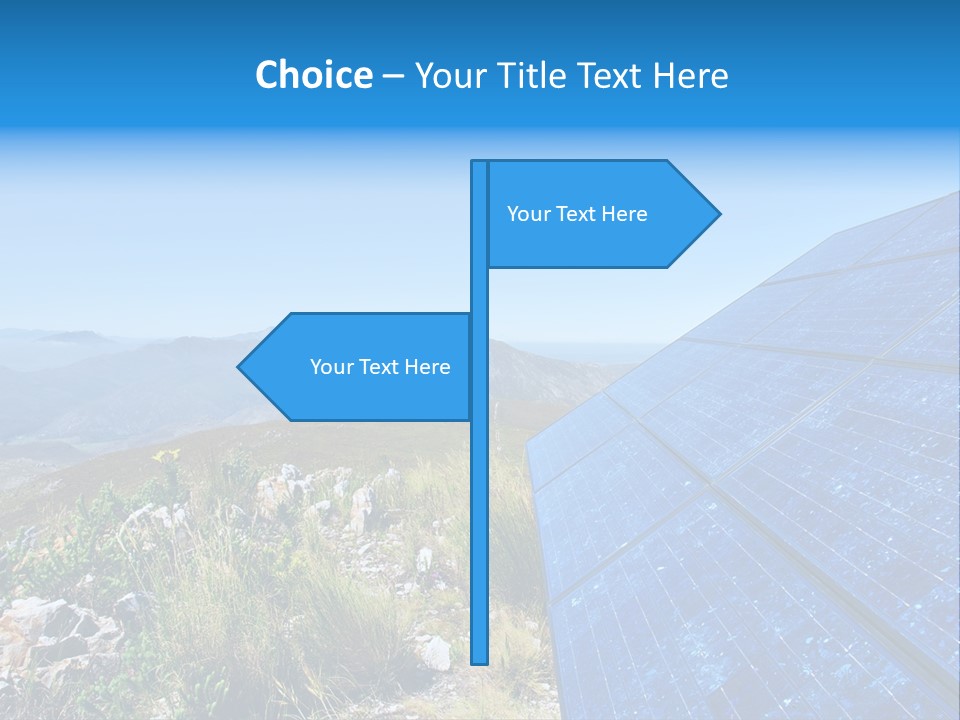 Blue Solar Batter Cells And Awesome Mountain Landscape As A Background. Shot In Salmonsdam Nature Reserve, Near Hermanus/Stanford, Western Cape, South Africa. PowerPoint Template