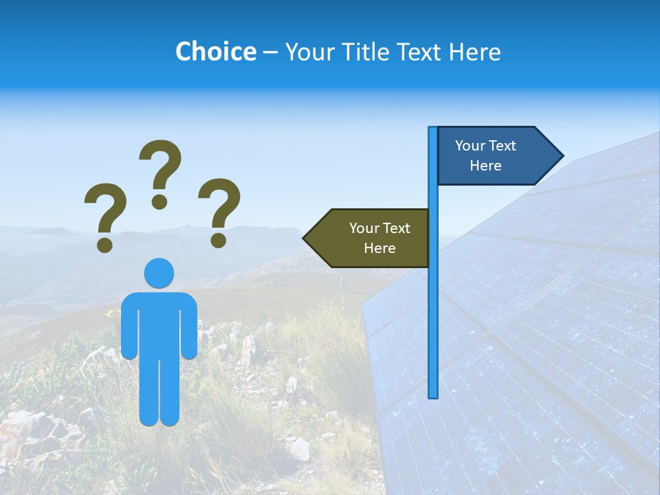 Blue Solar Batter Cells And Awesome Mountain Landscape As A Background. Shot In Salmonsdam Nature Reserve, Near Hermanus/Stanford, Western Cape, South Africa. PowerPoint Template