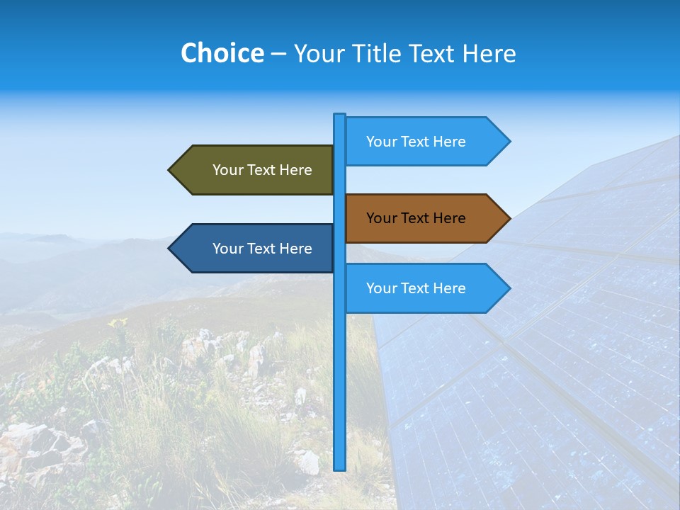 Blue Solar Batter Cells And Awesome Mountain Landscape As A Background. Shot In Salmonsdam Nature Reserve, Near Hermanus/Stanford, Western Cape, South Africa. PowerPoint Template
