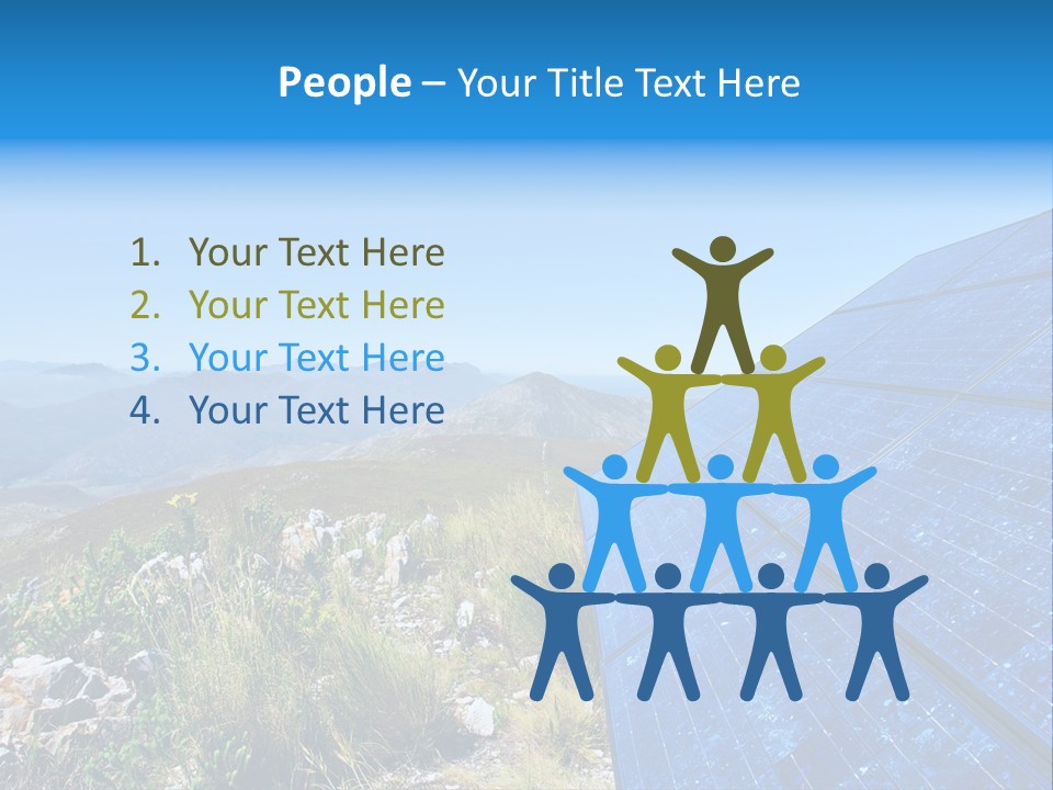 Blue Solar Batter Cells And Awesome Mountain Landscape As A Background. Shot In Salmonsdam Nature Reserve, Near Hermanus/Stanford, Western Cape, South Africa. PowerPoint Template