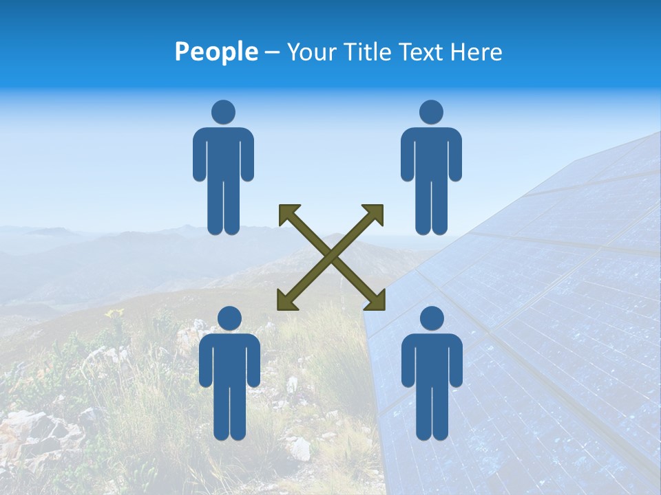 Blue Solar Batter Cells And Awesome Mountain Landscape As A Background. Shot In Salmonsdam Nature Reserve, Near Hermanus/Stanford, Western Cape, South Africa. PowerPoint Template