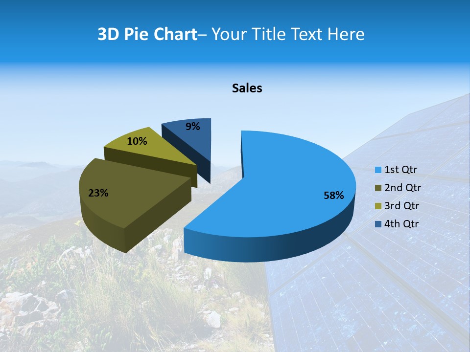 Blue Solar Batter Cells And Awesome Mountain Landscape As A Background. Shot In Salmonsdam Nature Reserve, Near Hermanus/Stanford, Western Cape, South Africa. PowerPoint Template