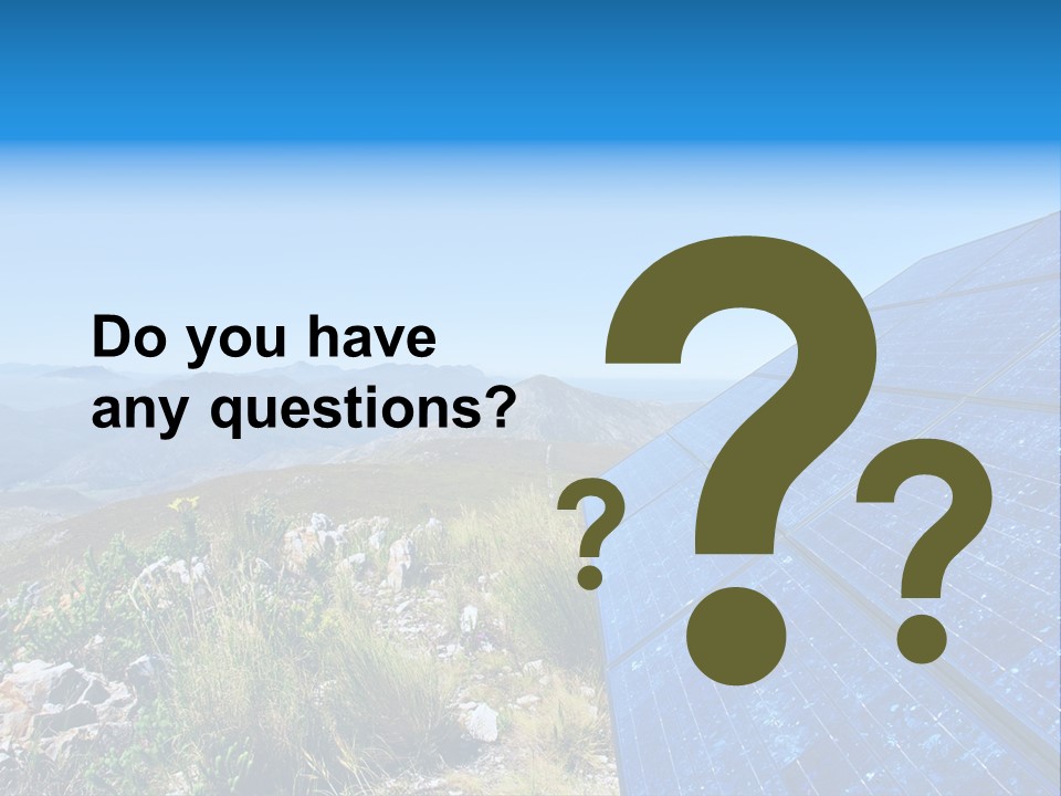 Blue Solar Batter Cells And Awesome Mountain Landscape As A Background. Shot In Salmonsdam Nature Reserve, Near Hermanus/Stanford, Western Cape, South Africa. PowerPoint Template