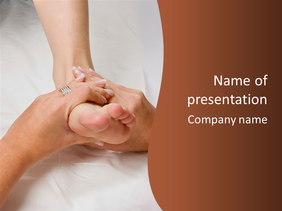 Female Hands Giving A Healthy Foot Massage PowerPoint Template