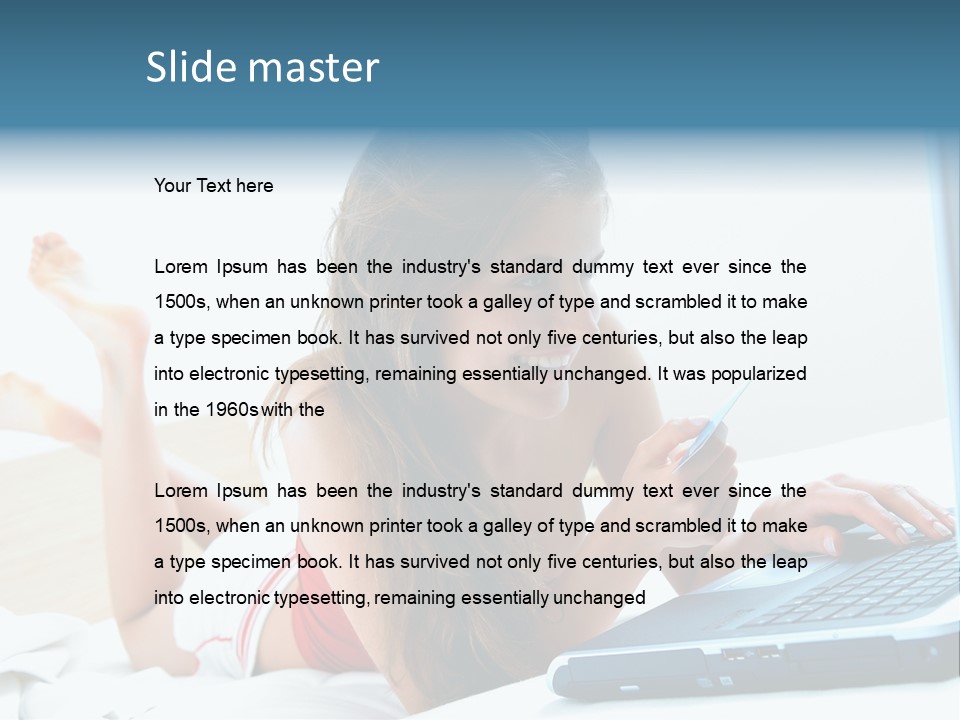 Woman With Her Computer PowerPoint Template