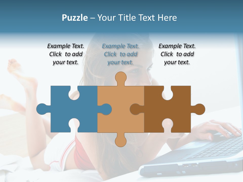 Woman With Her Computer PowerPoint Template