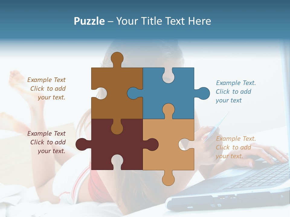 Woman With Her Computer PowerPoint Template