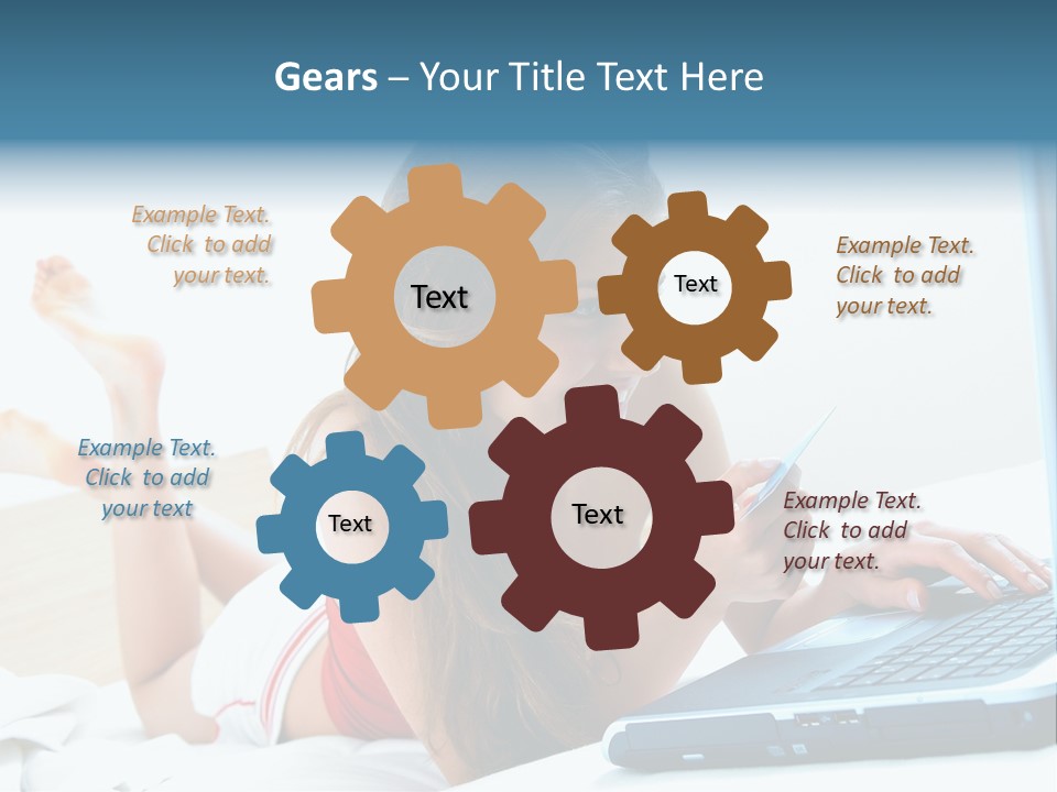 Woman With Her Computer PowerPoint Template