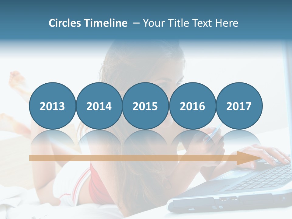 Woman With Her Computer PowerPoint Template