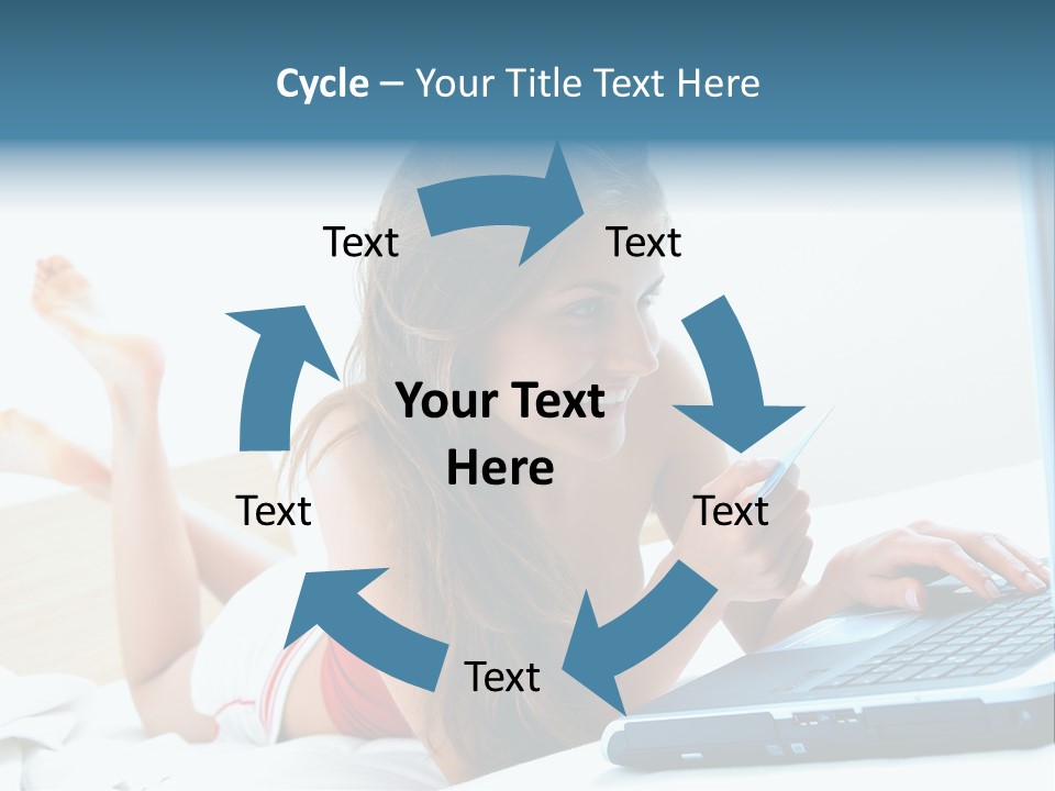 Woman With Her Computer PowerPoint Template