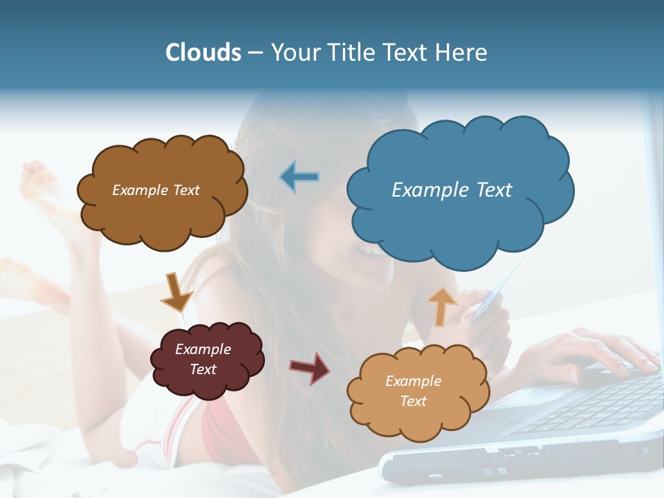 Woman With Her Computer PowerPoint Template