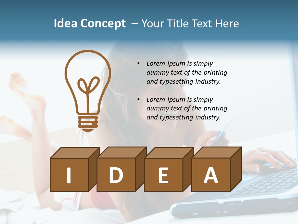 Woman With Her Computer PowerPoint Template