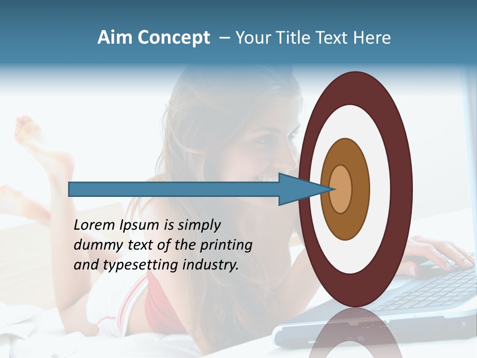 Woman With Her Computer PowerPoint Template