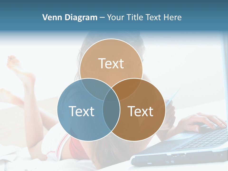 Woman With Her Computer PowerPoint Template