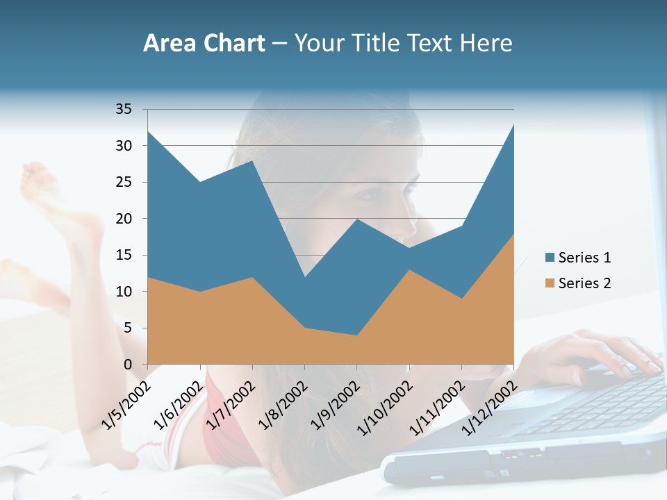 Woman With Her Computer PowerPoint Template