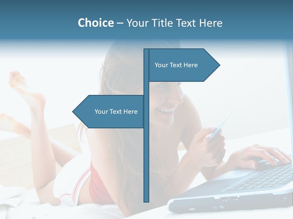 Woman With Her Computer PowerPoint Template